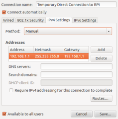 Create Temporary RPi Connection 2nd Step