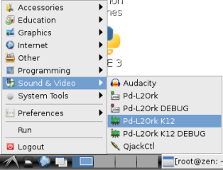 Start Pd-L2Ork from the RPi Application Menu